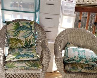 Wicker patio chairs with cushions