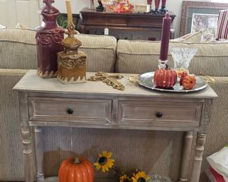 Two drawer console table, decor