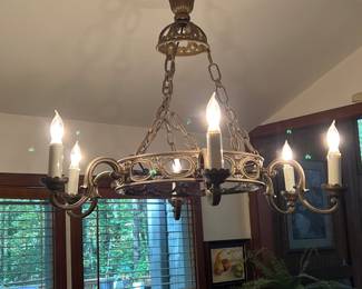 Antique bronze chandelier from owner's former colonial home in upstate New York