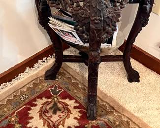 Vintage marble and rosewood oriental stand
