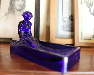 Vintage cobalt glass dish
