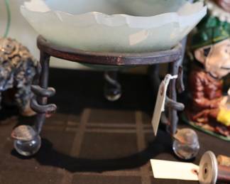 Vintage glass bowl in footed stand