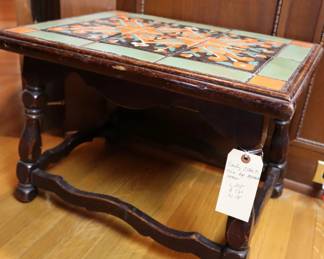 Antique Monterey style tile top table