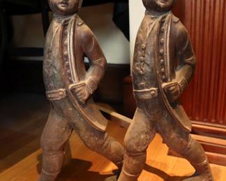 Antique toy soldier andirons