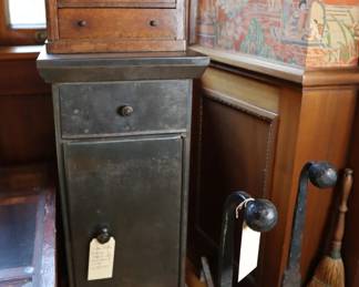 Antique andirons, antique furniture
