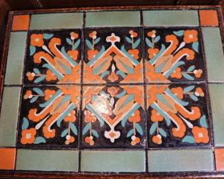 Antique Monterey style tile top table