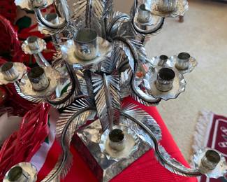 Vintage Tin Folk Art Candelabra 