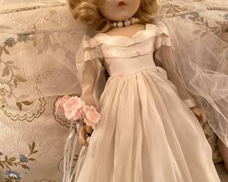 Vintage Madame Alexander Wendy Ann Composition Bride Doll, 1940's. Original Dress, Veil