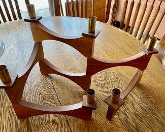 Mid Century Kustom Kraft Walnut Candle Holder