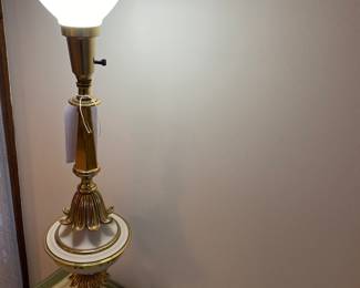 Vintage Steiffel Brass Enamel Torchiere Table Lamp