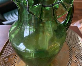 Antique Fenton Glass, Crimped Pitcher