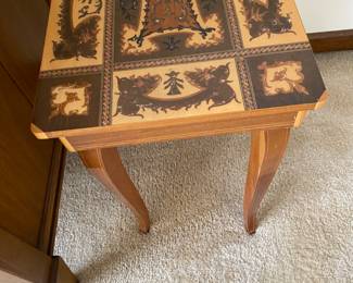 Vintage Lacquer Music Box Table, Italy