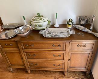 Vintage Side Board. Needs Re Purpose or Re Finishing. Nambe Serve Ware