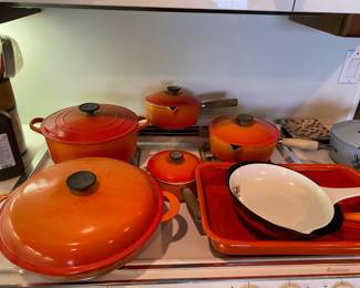 Vintage Le Creuset Flame Orange Enamel Cast Iron