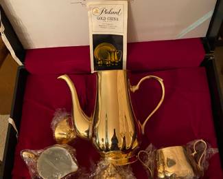 Vintage Sun Flower Brand, Japan 24 K Clad Coffee Set.