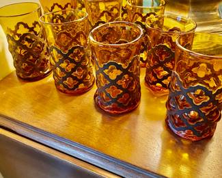 Mid Century Hand Blown  Felipe Derflingher Art Glass, Caged Glasses (10)