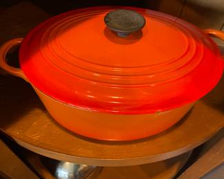 Vintage Le Creuset Flame Orange Enamel Cast Iron Dutch Oven