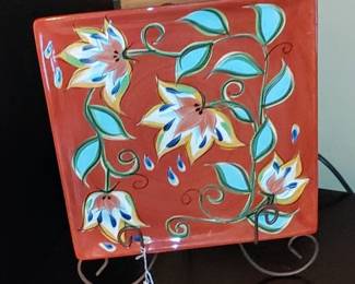 Southern Living At Home Gail Pittman Red Bountiful 13" Square Serving Platter