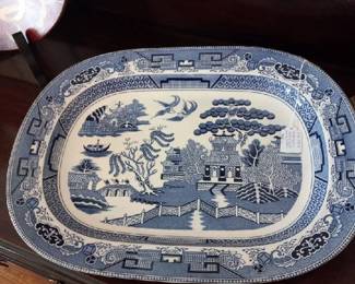Large blue willow platter