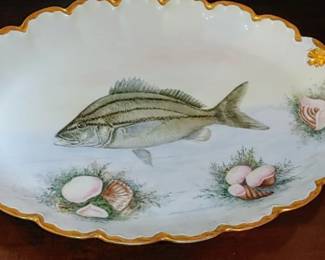 Antique Limoges H.P. Fish Platter 