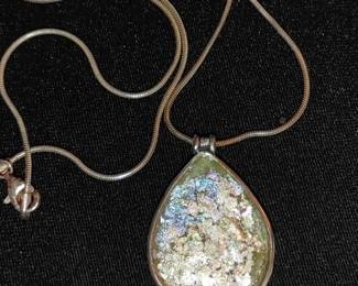 Thai Leklai Rainbow 7 Color Natural Stone Umklum Mountian Amulet in sterling