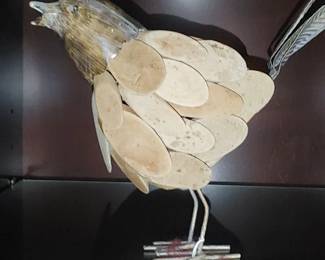 Unusual vintage wooden & metal chicken