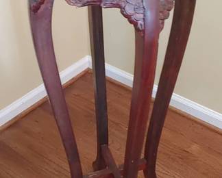 Antique Hand Carved Cherry Blossom Rosewood & Marble Chinese Plant Stand Table