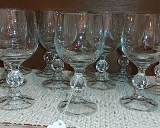 Set Of #12 Clear Crystal Wine Goblets Faceted Baluster Ball Stem Glasses 5.75" 6 Oz