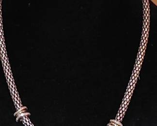 Gabrielle Bruni 925 Sterling Silver & 14k Gold With White Sapphires Necklace