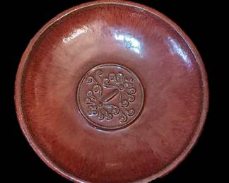 Very large pottery stoneware shallow bowl- very heavy