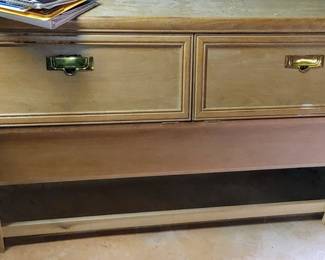 Mid-century modern bookcase headboard with light plus mattresses all in great condition