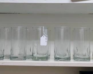 Set of seven Italian hand blown indented glass tumblers