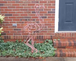 Large Pink 4ft vintage wrought iron flamingo planter holder