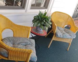 Yellow wicker chairs