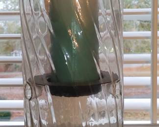 Hand blown glass candle holder