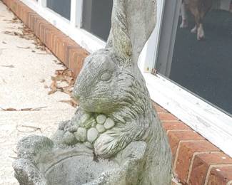 Cabbage Rabbit Planter, Garden Statue, Rabbit Statue,