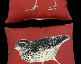 Killdeer Waterfowl Birds Red Pillows Couch Throw Pillows Pair