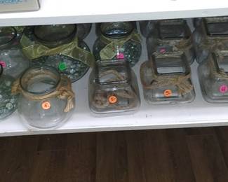 Great for a party multiple glass candle holders with rope accents