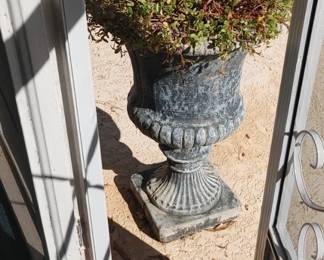 Antique pair of concrete urns