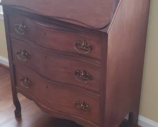 Antique Secretary Desk Inside Compartments Large Drawer Upper Shelf Mirrored