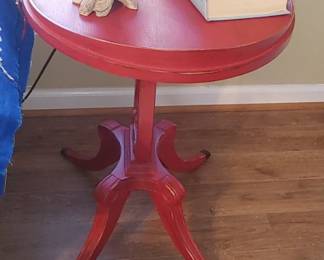Antique table painted red