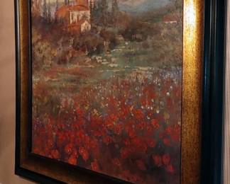 PROVENCAL VILLAGE 5 by MICHAEL LONGO -FLORAL POPPIES on Canvas beautifully framed