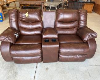 Reclining 2 seat leather couch