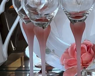 Vintage Mikasa Sea Mist pink stemware