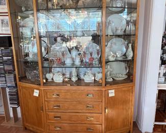Contemporary lighted china cabinet by Thomasville (matching server available)