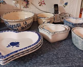 Blue & white stoneware dishes