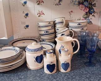 Blue & white country stoneware dishes