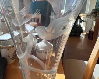 Wedding dove etched champagne toasting flutes