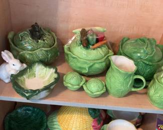 Studio pottery cabbage themed dishes