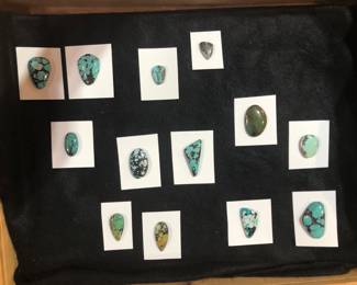 Beautiful collection of hand cut turquoise by Curtiss Brock. 